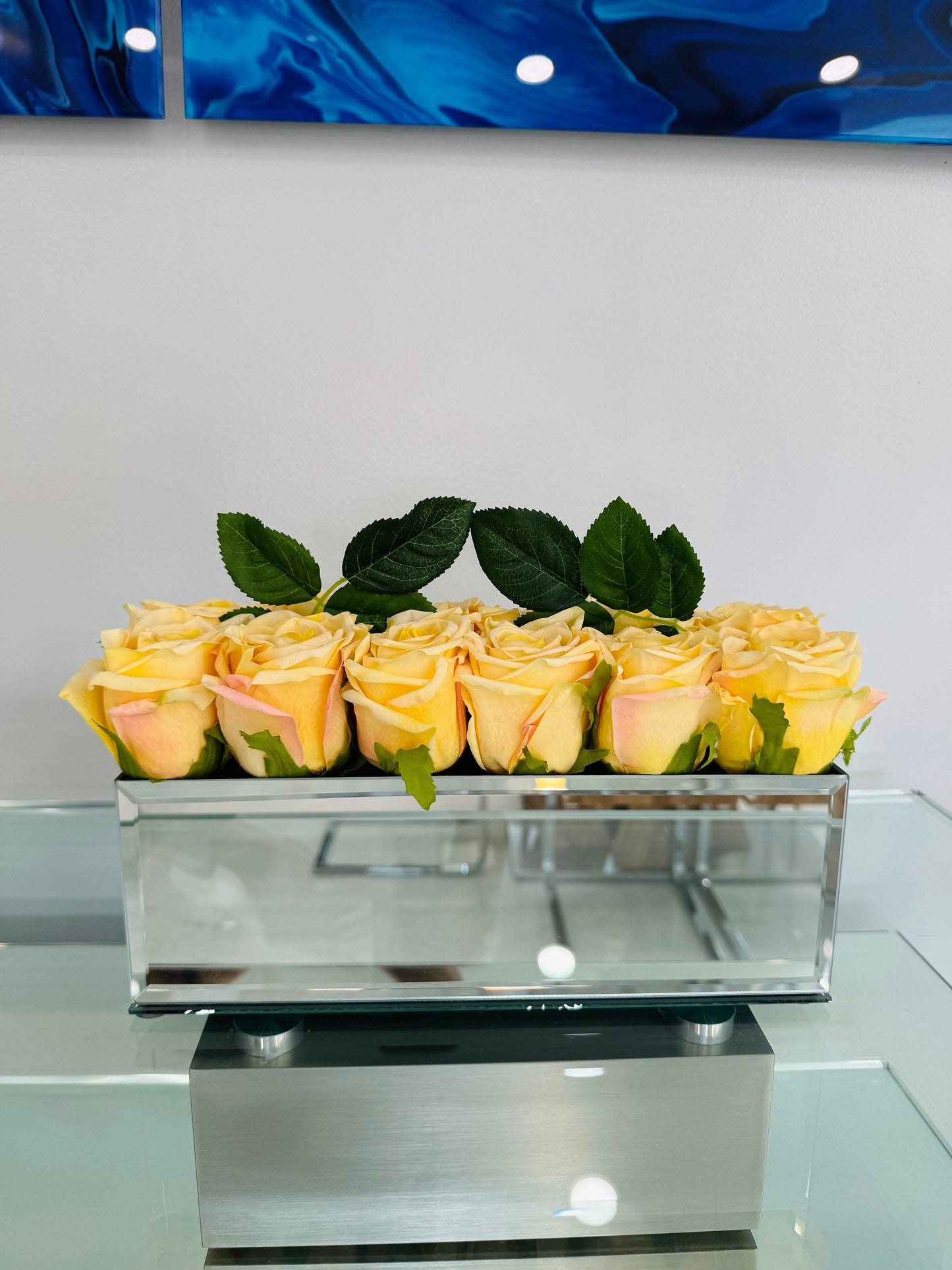 ROSE REAL TOUCH IN MIRROR VASE