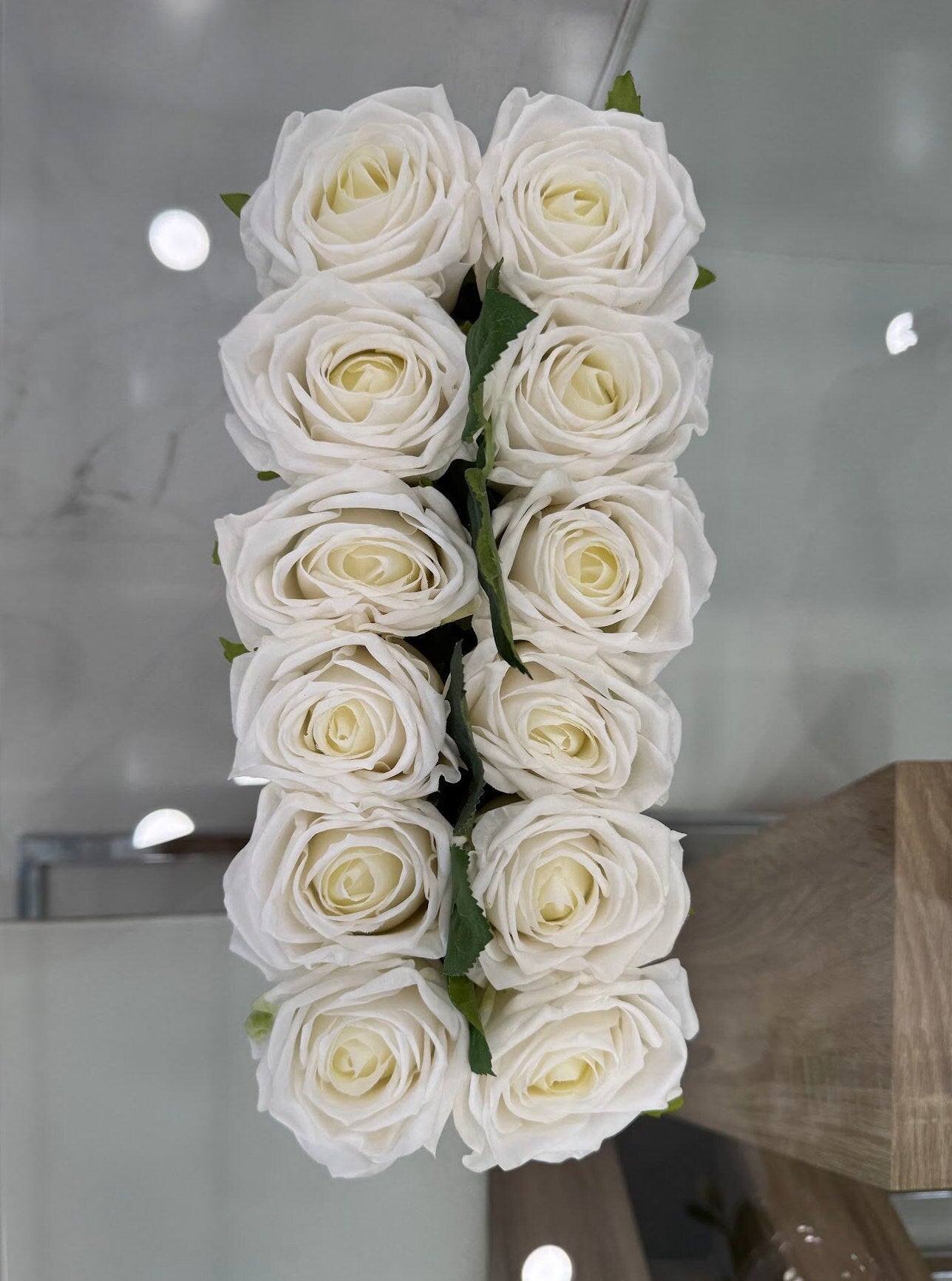 ROSE REAL TOUCH IN MIRROR VASE