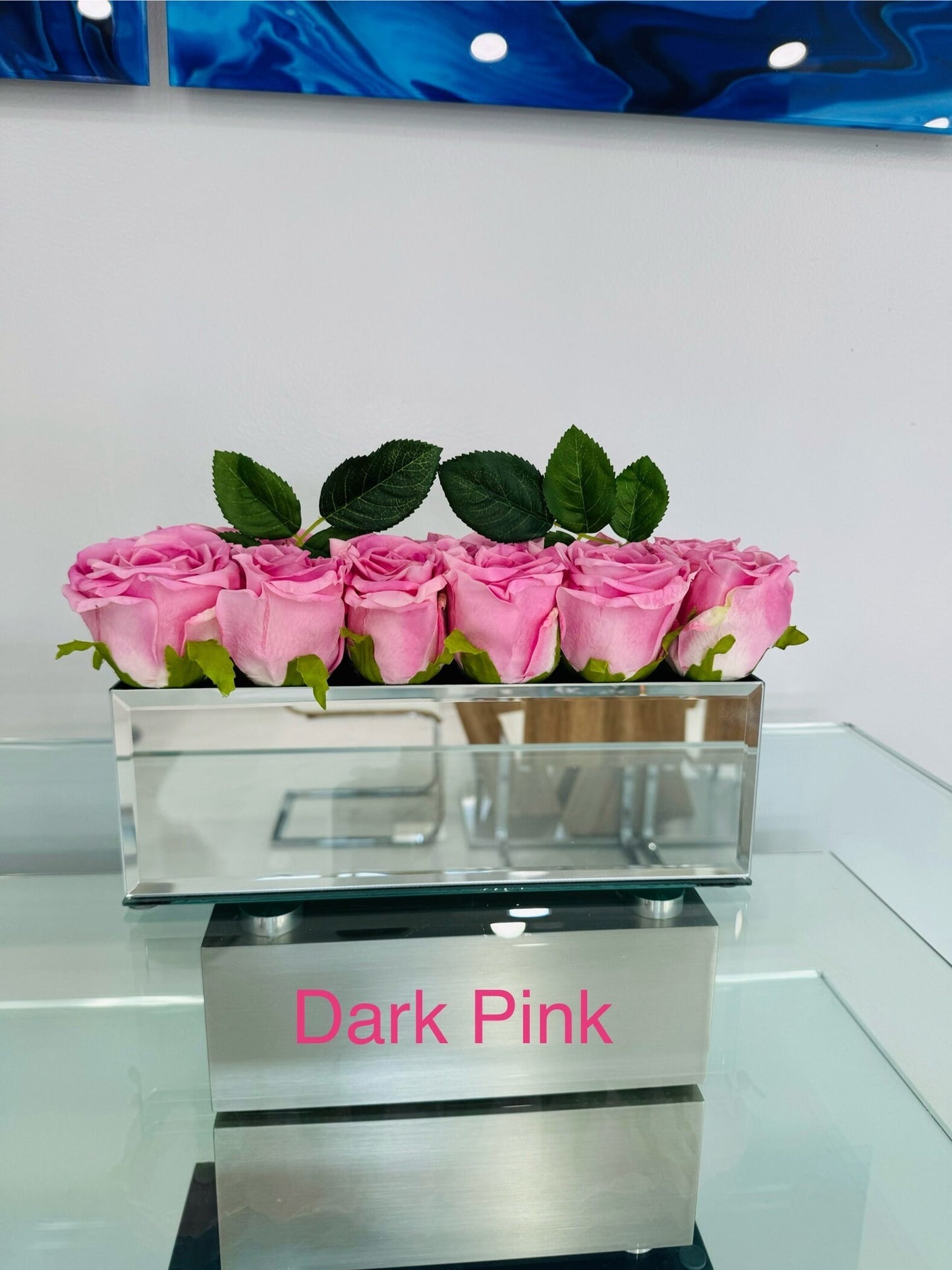 ROSE REAL TOUCH IN MIRROR VASE