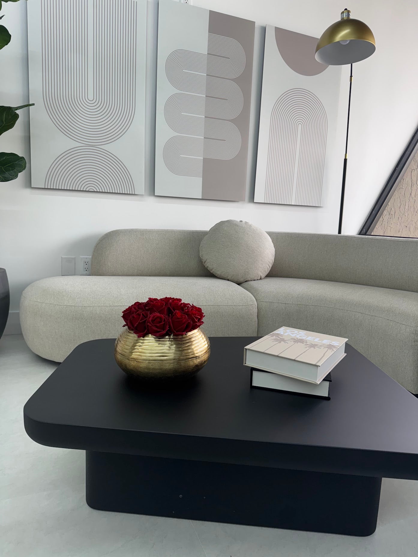 RED ROSES IN GOLD VASE