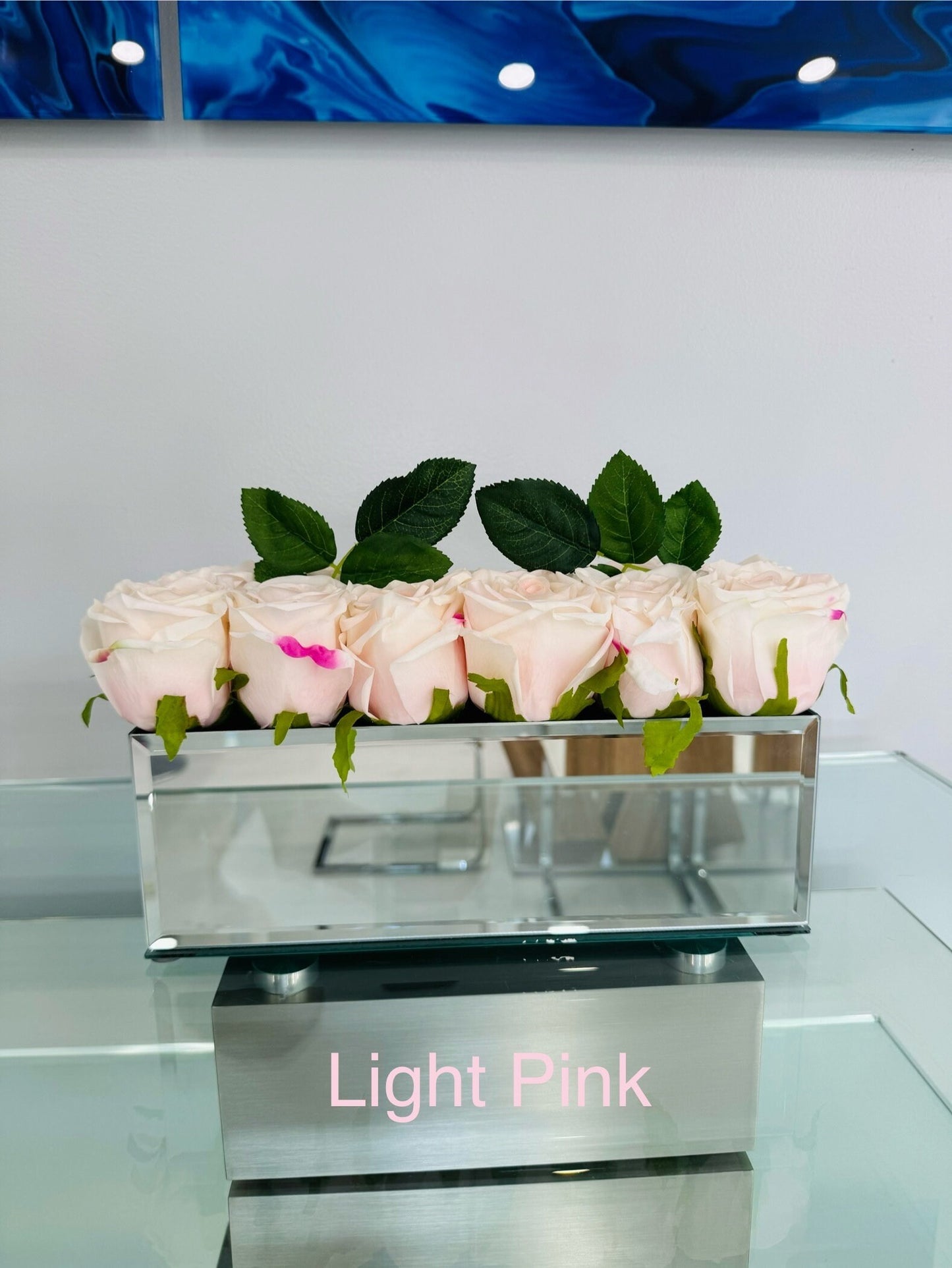 ROSE REAL TOUCH IN MIRROR VASE
