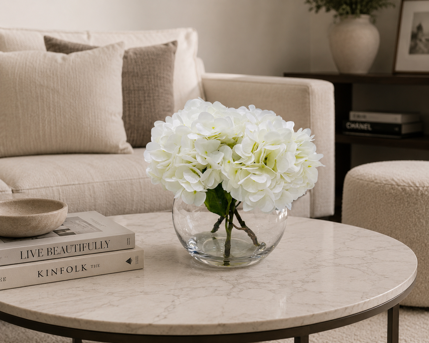 ELEGANT WHITE HYDRANGEA ARRANGEMENT