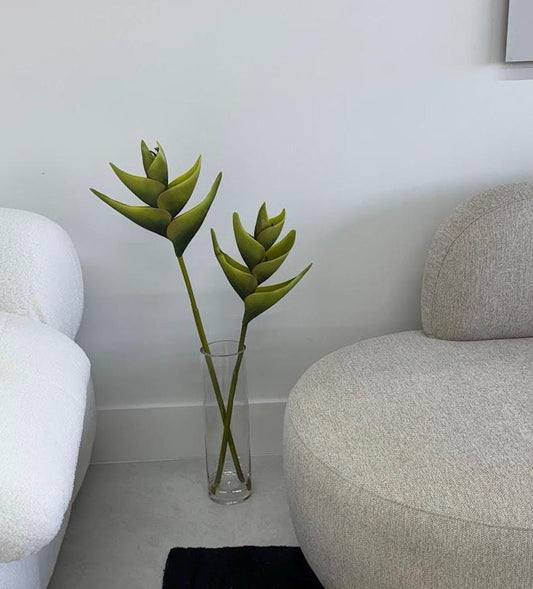 SILK HELICONIA IN GLASS VASE