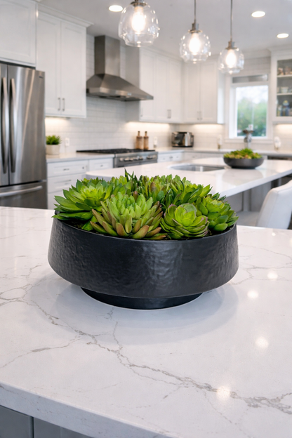 ARTIFICIAL SUCCULENT IN BLACK BOWL VASE