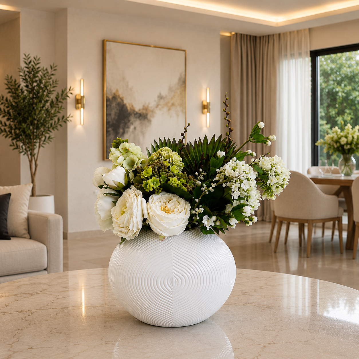ELEGANT GREEN & WHITE FLORAL ARRANGEMENT
