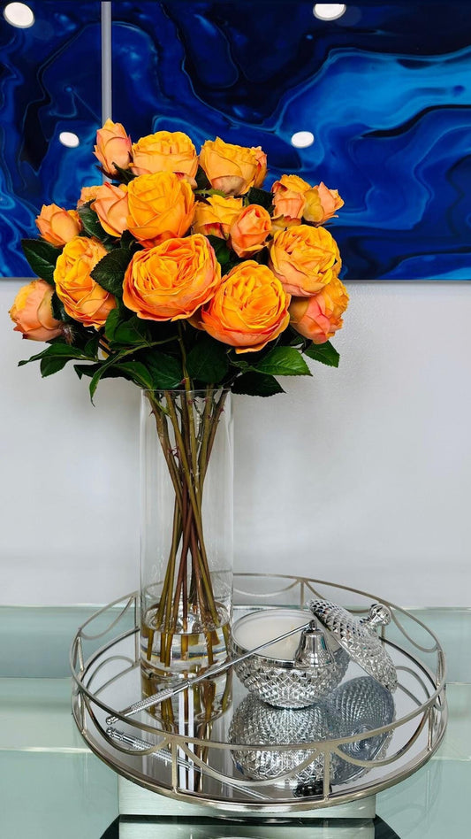 REAL TOUCH ROSES IN CYLINDER BASE