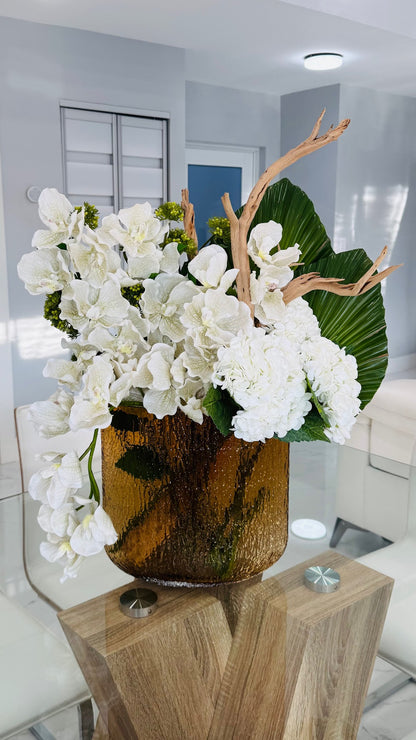 MIX BOUQUET IN AMBER VASE