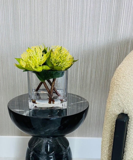PROTEA IN SQUARE GLASS VASE