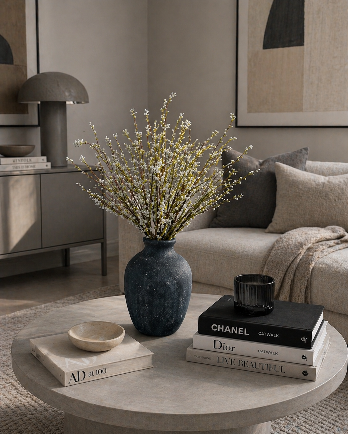 WILLOW SPRAY IN CERAMIC VASE
