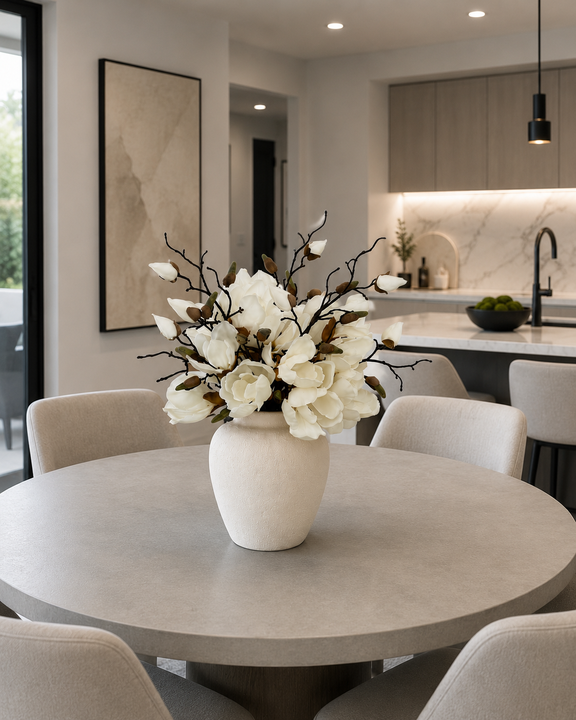 CERAMIC VASE WITH MAGNOLIAS