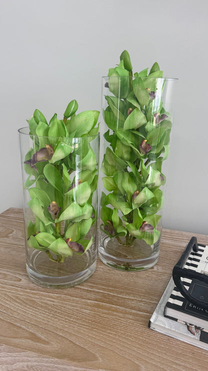SET OF DECORATIVE CYLINDERS WITH ORCHIDS