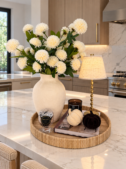 CREAM POM POM FLORAL DECOR SET