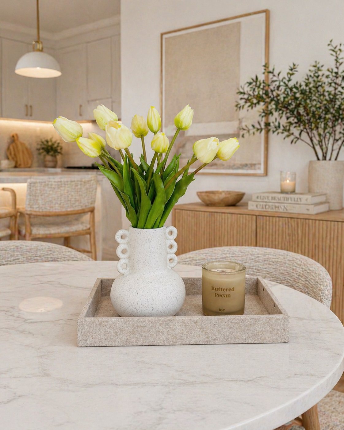 CERAMIC VASE WITH TULIPS