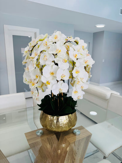 ARTIFICIAL PHALAENOPSIS ORCHID ARRANGEMENT IN GOLD VASE