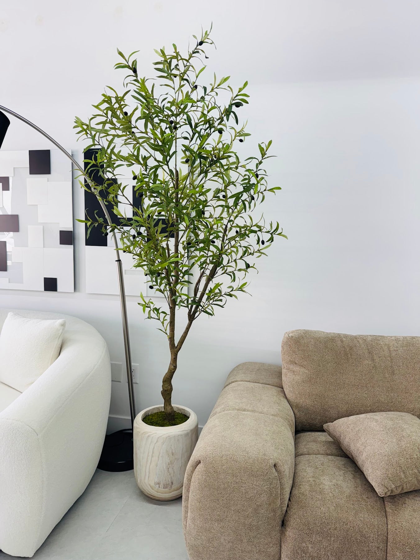 OLIVE TREE 7' IN WOOD VASE