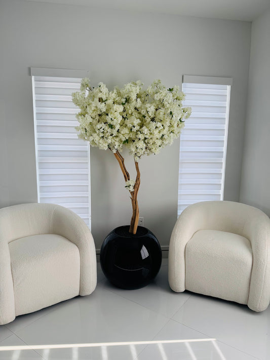 CHERRY BLOSSOM TREE IN GLOSSY BLACK GLOBE BASE