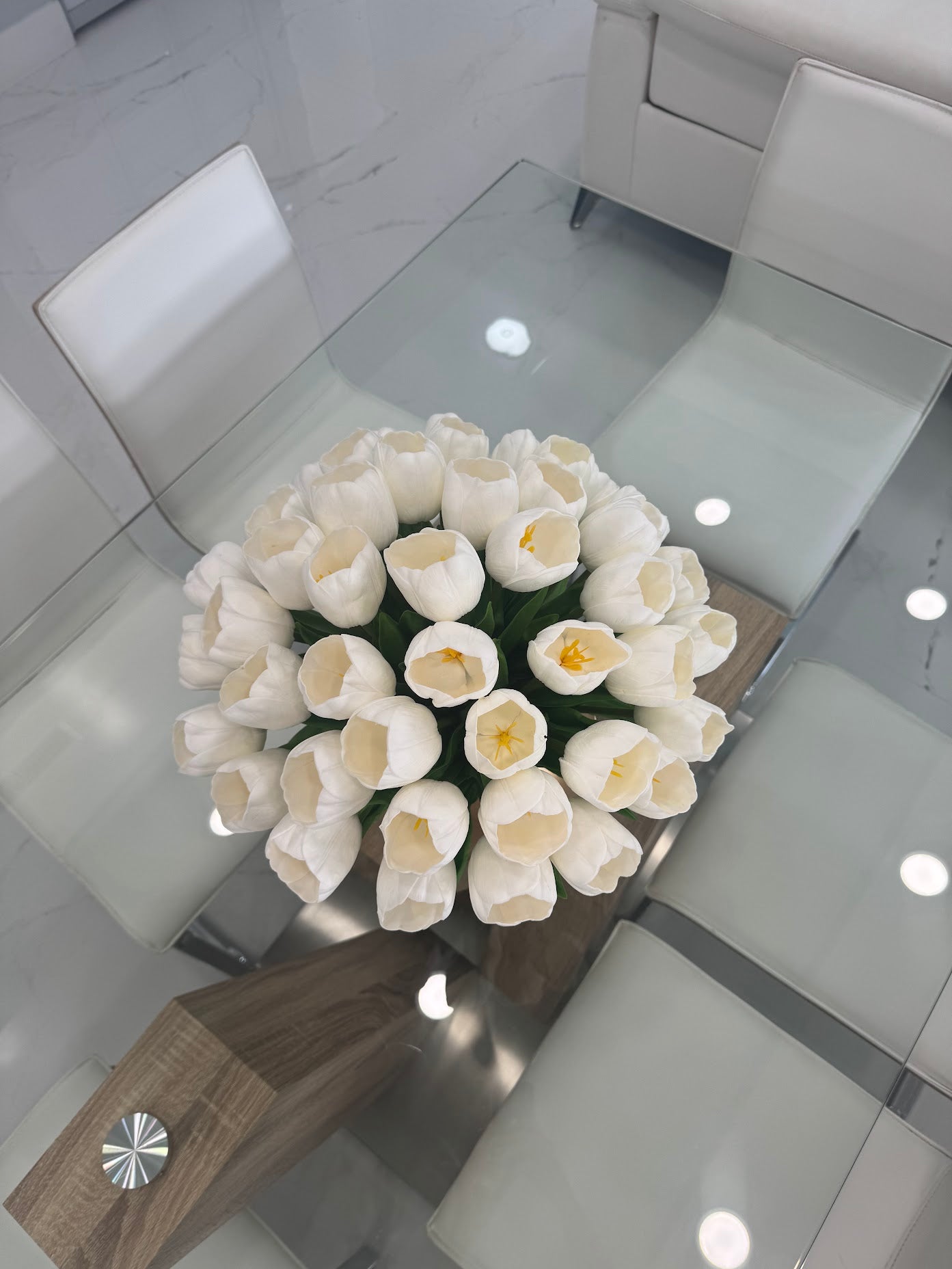 TULIPS IN GOLD VASE