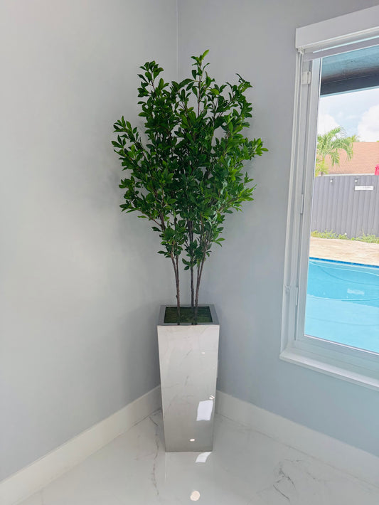 ARTIFICIAL PIERIS JAPONICA PLANT IN SILVER SQUARE BASE