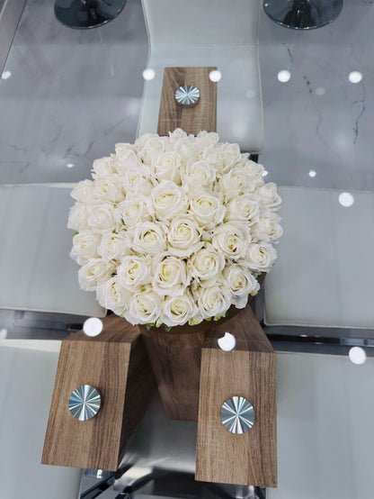 REAL TOUCH ROSES IN GOLD BOWL