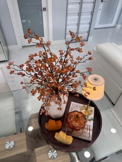 AUTUMN BLOSSOM DECOR SET WITH FLORAL ARRANGEMENT & LAMP