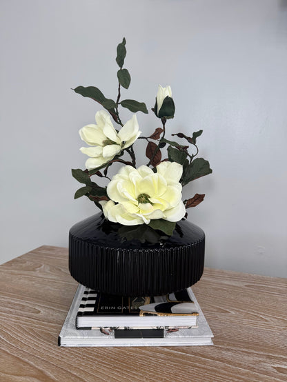 MAGNOLIA WITH BRANCH IN BLACK VASE