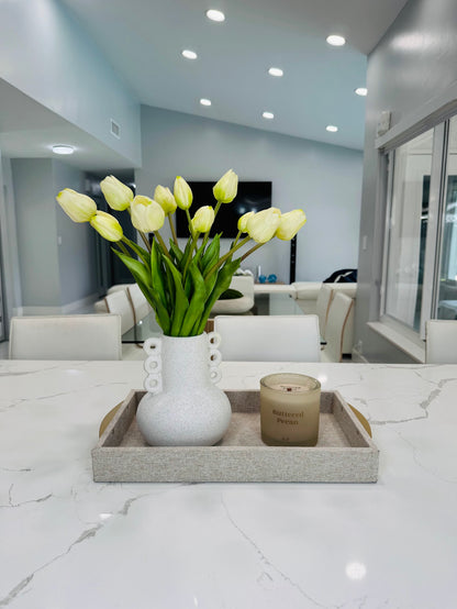 CERAMIC VASE WITH TULIPS