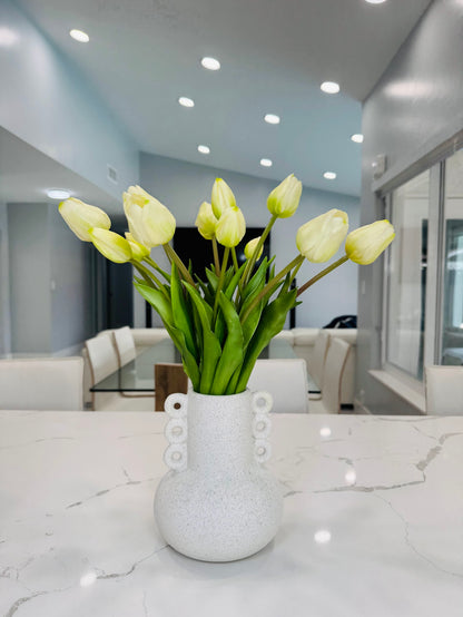 CERAMIC VASE WITH TULIPS