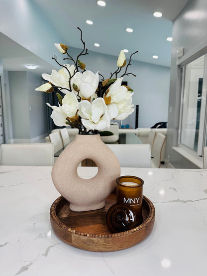 MODERN CERAMIC VASE WITH MAGNOLIAS