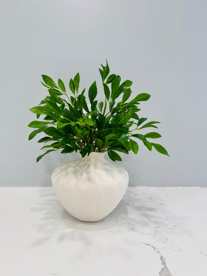 ARTIFICIAL GREENERY ARRANGEMENT IN TEXTURED CERAMIC VASE