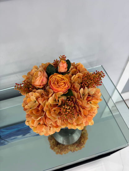 RADIANCE HYDRANGEAS IN SILVER VASE