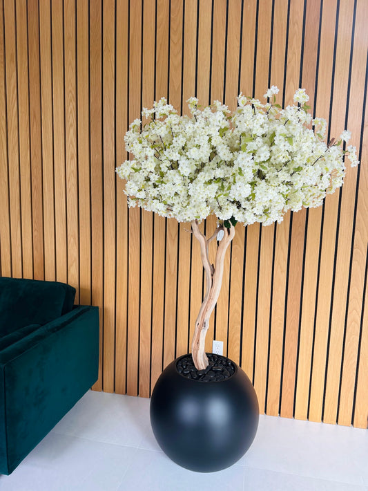 CHERRY BLOSSOM TREE IN MATTE BLACK GLOBE BASE