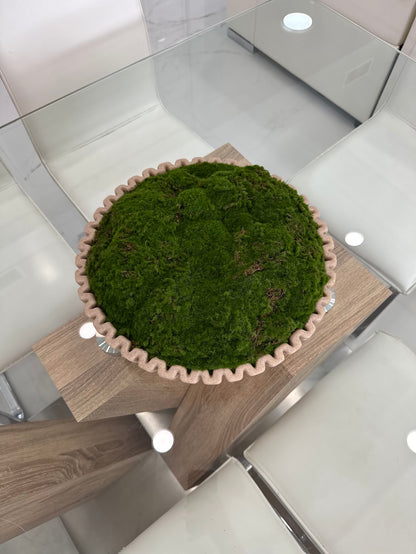 LUXURY ARTIFICIAL MOSS BOWL CENTERPIECE IN TEXTURED BEIGE BOWL