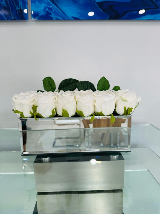 ROSE REAL TOUCH IN MIRROR VASE
