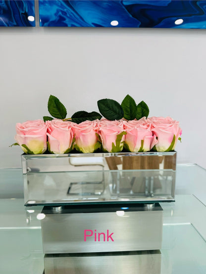 ROSE REAL TOUCH IN MIRROR VASE