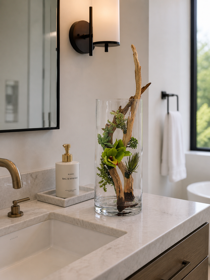 WOOD & SUCCULENT DECORATIVE CYLINDER