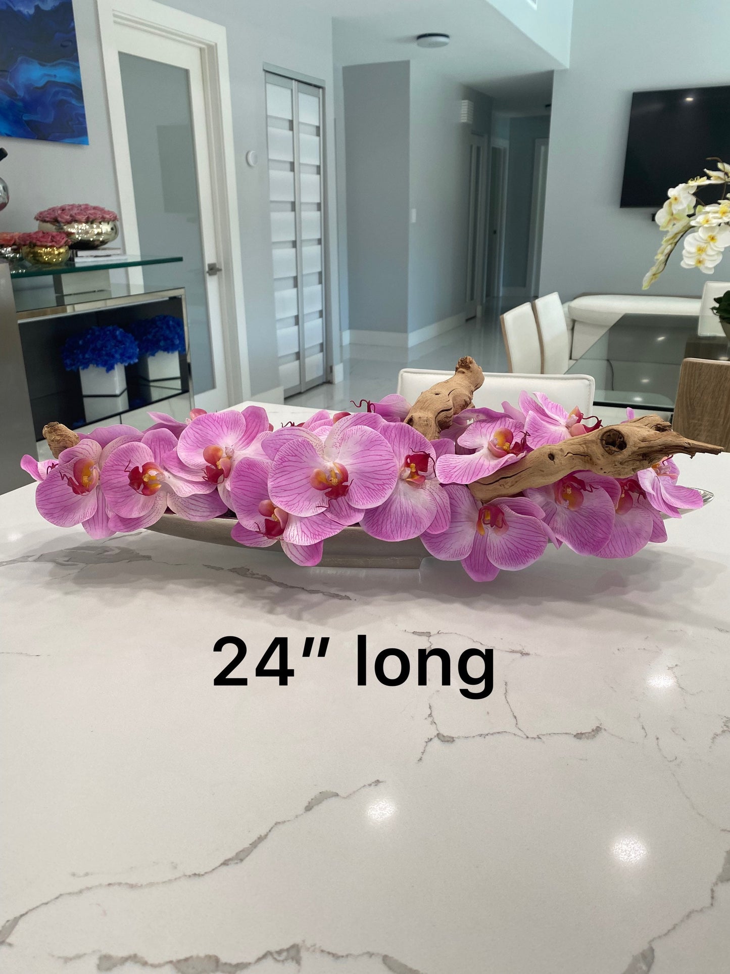 BOAT VASE CENTERPIECE WITH ORCHID