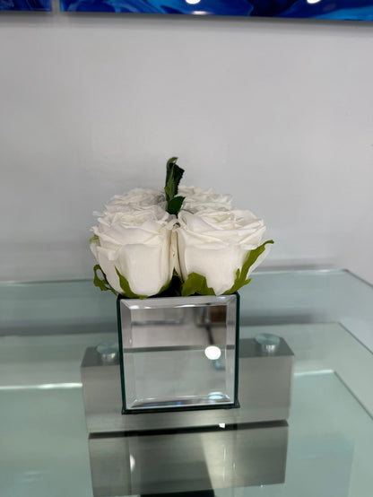 ROSE REAL TOUCH IN MIRROR VASE