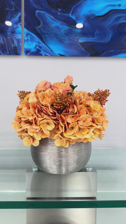 RADIANCE HYDRANGEAS IN SILVER VASE
