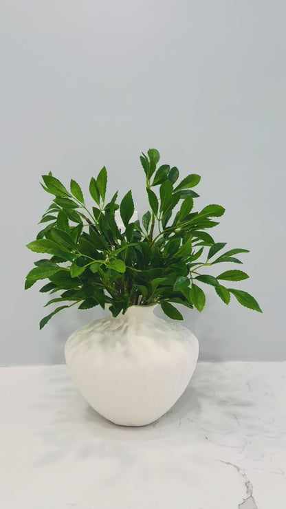 ARTIFICIAL GREENERY ARRANGEMENT IN TEXTURED CERAMIC VASE