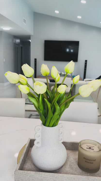 CERAMIC VASE WITH TULIPS