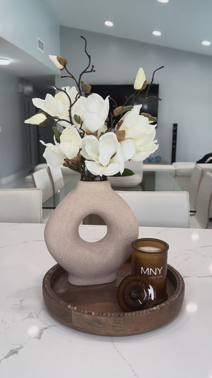 MODERN CERAMIC VASE WITH MAGNOLIAS