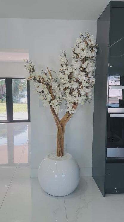 MAGNOLIA TREE IN GLOSSY WHITE GLOBE BASE